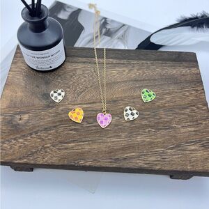 Gold Heart Pendant Necklace with Multicolor Accents